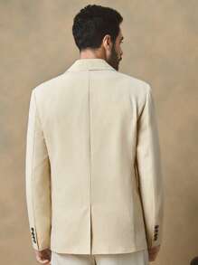 Mainfolk Men's Casual Padded Solid Color Woven Blazer, Suitable For Everyday Wear, For Fall Winter - Brown - View 2