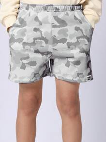 SUMWON Pantalones cortos deportivos con cintura elástica de camuflaje, cómodos para entrenamiento, , actividad de verano, rendimiento juvenil, pantalones cortos deportivos