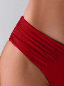 SHEIN Swim Slip inferiore bikini con vita a V sexy e arriccio per donna