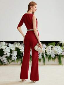 MOTF PREMIUM TWIST PINTUCK JUMPSUITS - Red - View 3