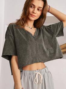 Bohemela Boho V-Neck Drop Shoulder Women T-Shirt