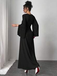 Firerie Bộ váy 2 mảnh vải chiffon hồng cho nữ - màu đen - Xem 3
