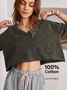 Bohemela Boho V-Neck Drop Shoulder Women T-Shirt