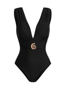 Swim Oasis Women's Retro Spiral Textured One Piece Swimsuit, Elegant And Suitable For Vacation For Summer - Multicolor - View 5