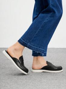 CUCCOO BIZCHIC Giày lười PU đen cổ điển đơn giản thời trang nữ, giày lười đi làm, hẹn hò, tiệc tùng, mua sắm, nghỉ dưỡng, mặc ở nhà - màu đen - Xem 5