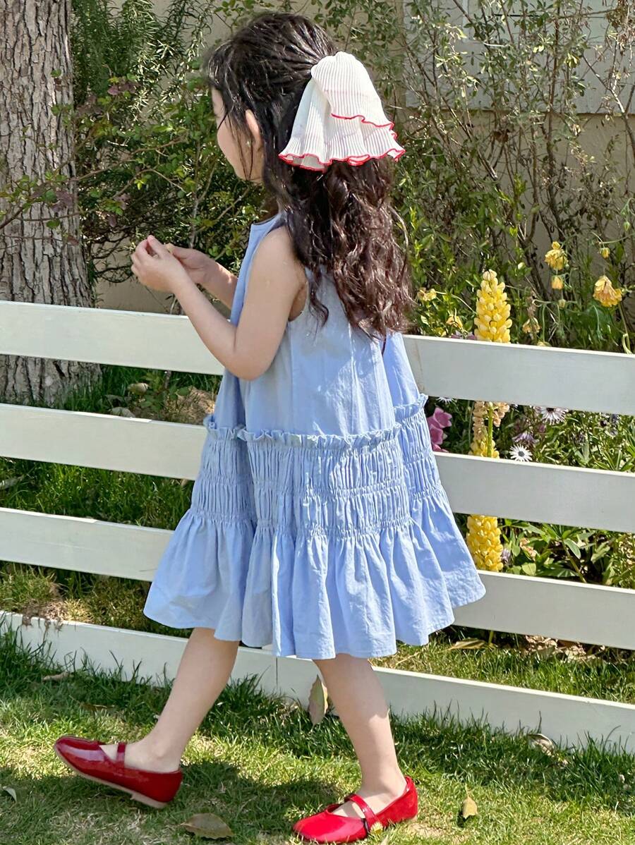 Dazy Kids Young Girl Crewneck Sleeveless Woven Dress, Summer - Blue - View 1