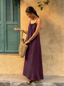 Selianne Fashionable Dress, Suitable For Vacation - Maroon - View 4