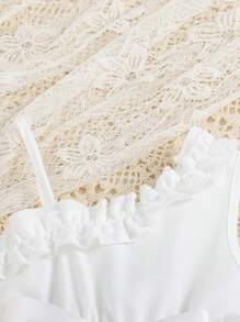 SHEIN Đầm không tay dây mảnh dễ thương thanh lịch cho bé gái, thích hợp cho các buổi đi chơi, ngày lễ, chụp ảnh, họp mặt gia đình và tiệc tùng vào mùa xuân/hè - trắng - Xem 6