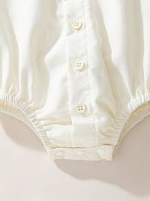 SHEIN Infant Boys' Casual Lightweight Long Sleeve Lapel Bodysuit, Summer - Apricot - View 5