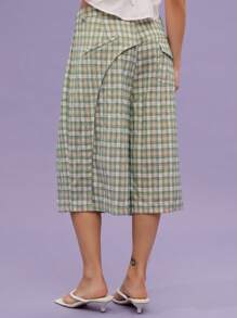 COUREZ 女士超大格纹牛仔短裤夏季穿搭，适合度假/街头休闲/Y2K/休闲音乐节复古风。