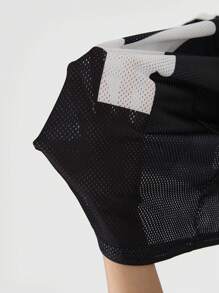 PAVTROS Manfinity Streetrush Manfinity Streetrush Men's Casual Black Mesh Fabric With Simple Digital Graphic Print Long-Sleeved Pullover, Loose Round Neck Splicing, Daily Casual Holiday Gift, Daily Casual Wear For Commuting In All Seasons,Rapper Top