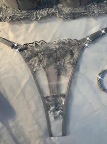 2pcs Blue Vintage Sexy Lingerie Set For Women