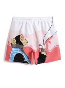 Surfspeed Men's Casual Cartoon Printed Beach Shorts
