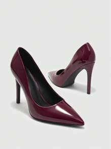 CUCCOO BIZCHIC New Versatile Pointed Toe High Heels For Women - Burgundy - View 6