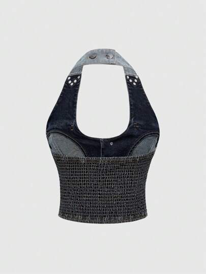 Hippie Y2K Street Chic Distressed Denim Blouse For Women