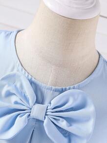 SHEIN Glamorique Kids Young Girl' Elegant Princess Style Sleeveless Midi Dress, Suitable For Outings And Gatherings - Blue - View 5
