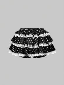 ROMWE J-Fashion 波点蕾丝拼接多层超短裙，夏季女装