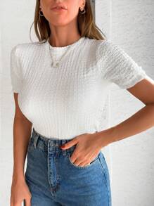 RueChic Top casual a girocollo con texture rotonda