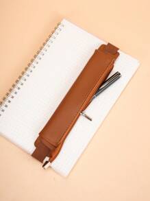 1 pieza Estuche de bolígrafo de cuaderno de PU con banda ajustable, bolsa con cremallera y elástica para bolígrafos, estuche para cuadernos, diarios, planificadores y libros, funda de unicolor para cuaderno de bolígrafo, portabolígrafos, regreso a la escuela (varios colores disponibles)