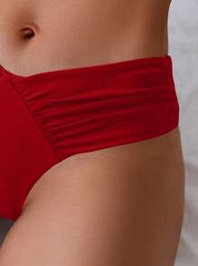 SHEIN Swim Slip inferiore bikini con vita a V sexy e arriccio per donna