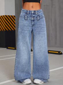 SHEIN ICON Casual Low Waist Loose Fit Jeans