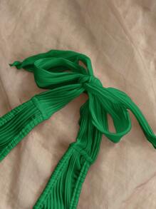 Soleia Casual Halter Tie-Up Metal Buckle Fitted Asymmetrical Hem Sleeveless Tank Top