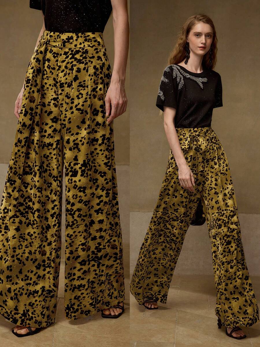 MOTF PREMIUM Weite Hose mit Allover-Muster