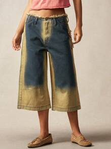 Bohemela 女士休闲复活节/音乐节波西米亚风牛仔直筒宽松七分裤，夏季