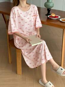 DAZY 全身猫咪印花宽松 T 恤睡袍女士睡衣