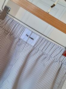 Lunelith SHEIN Lunessa Gestreiftes Hemd mit Knopfverschluss und Shorts