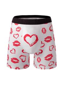 2pcs/Set Men's Heart & Lip Print Boxer Briefs - Multicolor - View 3