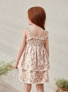 Blossori Gaun Tanpa Lengan Motif Bunga Aprikot Elegan untuk Anak Perempuan, Musim Semi/Panas - MultiWarna - View 2