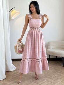 DAZY Summer Women Elegant Maxi Sundress Beach Vacation Dress,Back To School Clothes Floral Dresses For Women - Pink - View 4
