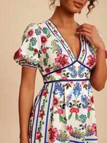 Travachic Flower Print Romper For Casual Holiday,Summer Outfits For Women,Beach Outfits For Woman,Western Wear Women,Concert Outfit Women,Boho,Tropical Vacation - Multicolor - View 3