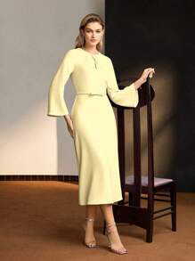 MOTF Soiréza TWIST BELTED DRESS - Yellow - View 3