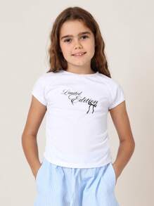 SUMWON 限量版青少年女孩夏季套装休闲T恤条纹短裤两件套周末度假春假沙滩装休闲装