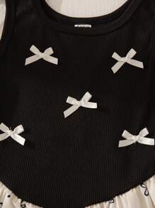 SHEIN Playful Pals Girls Summer Black Backless Dress, Vintage Princess Tutu Dress With Bow & Butterfly Decor, Fitted Waist Young Girl Party Dress Young Girl Birthday Dress Young Teen Girls Dress Young Girls Tea Party Dress - Multicolor - View 5