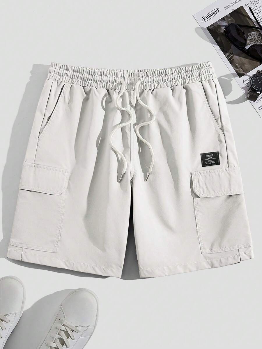 Manfinity VCAY Men's Casual Drawstring Waist Cargo Shorts, Summer - Apricot - View 1