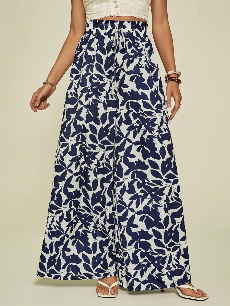SHEIN Tall 女士度假休闲全印花阔腿裤