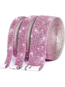 1 Pc Self-Adhesive Crystal Rhinestone Diamond Ribbon - DIY Diamond Ribbon Stickers With 2 Mm Rhinestones For Arts Crafts,Bling Silver Ribbon Rolls For Phone,Car Decoration