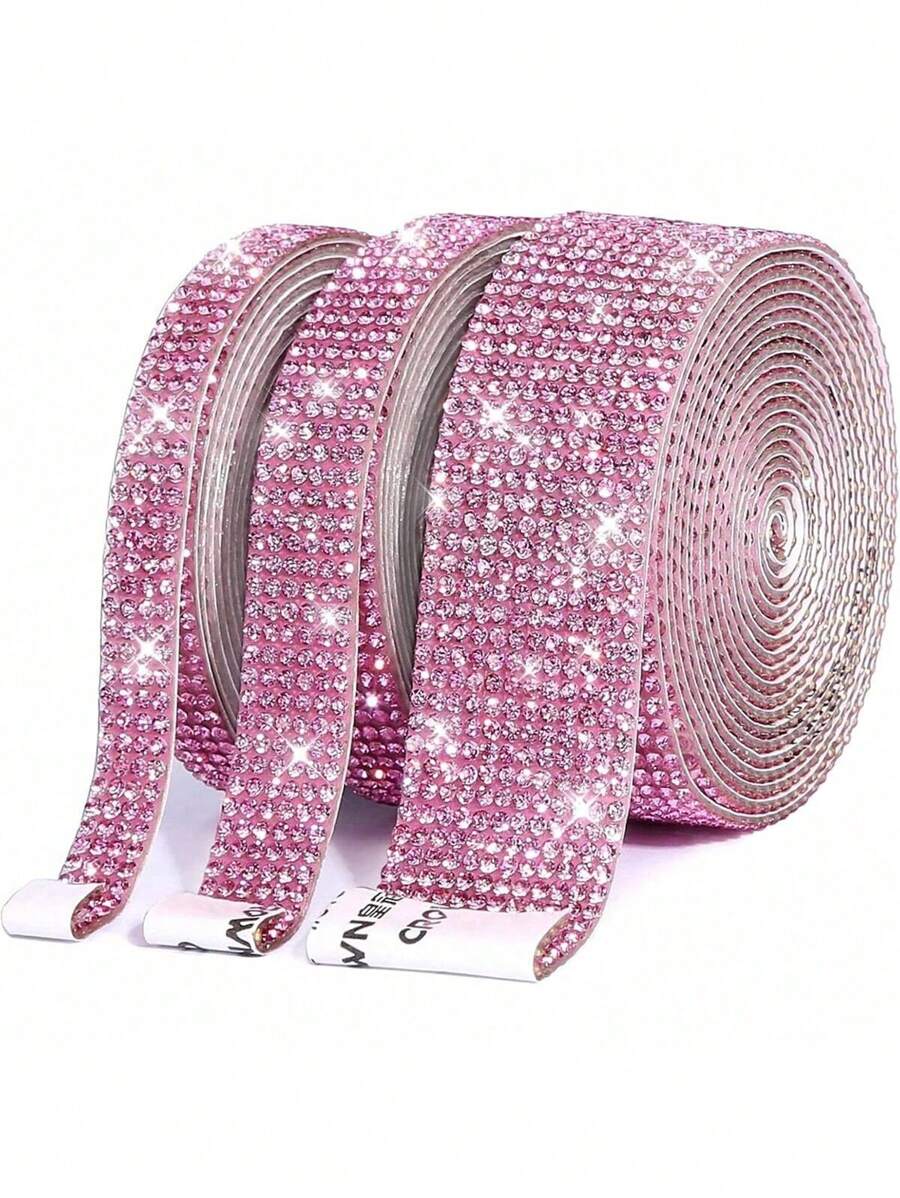 1 Pc Self-Adhesive Crystal Rhinestone Diamond Ribbon - DIY Diamond Ribbon Stickers With 2 Mm Rhinestones For Arts Crafts,Bling Silver Ribbon Rolls For Phone,Car Decoration