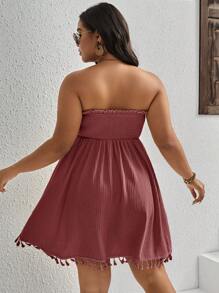 SHEIN VCAY Robe d'été tube à gaufrer avec franges
