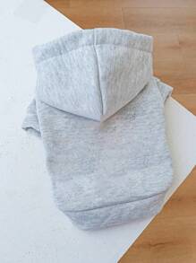 1pc Pet Clothes Autumn/Winter Hooded Solid Color Sweatshirt, Soft & Comfortable Dog/Cat Outfit For Small/Medium Dogs - Light Grey - View 4
