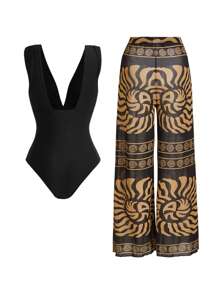 Swim Oasis Women's Retro Spiral Textured One Piece Swimsuit, Elegant And Suitable For Vacation For Summer - Multicolor - View 9