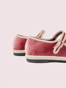 CUCCOO DOLLMOD 女士优雅粉色天鹅绒经典舒适玛丽珍平底鞋 - 粉色 - 查看 8