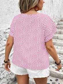 EMERY ROSE Camisa casual con estampado de mariposas y mangas de talla grande