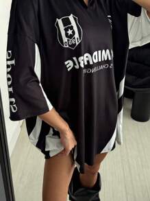 StreetHx Damska koszulka polo z nadrukiem Street Sports na lato - Czarne - Zobacz 5