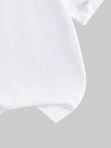 Set de 2 piezas de camiseta de manga corta de cuello redondo con estampado de letras azul y pantalón cargo para niño, estilo casual de verano - Multicolor - Ver 4
