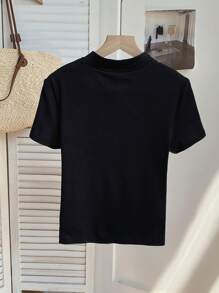 SHEIN LUNE 修身立领镂空衬衫，休闲度假优雅街头装中国风女式 T 恤