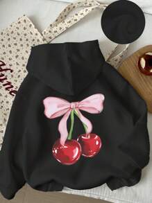 SHEIN Leap Crew Tween Girl Casual Hooded Long Sleeve Thick Sweatshirt, Suitable For Autumn/Winter